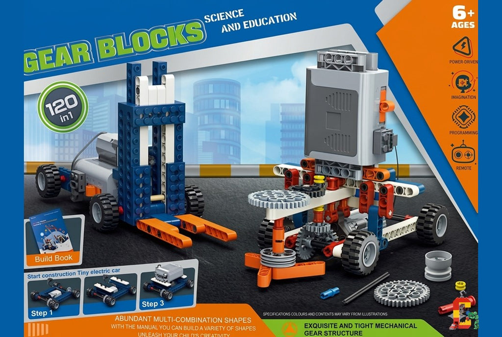 120-in-1 Motorized Gear Blocks Robots & Machines Set