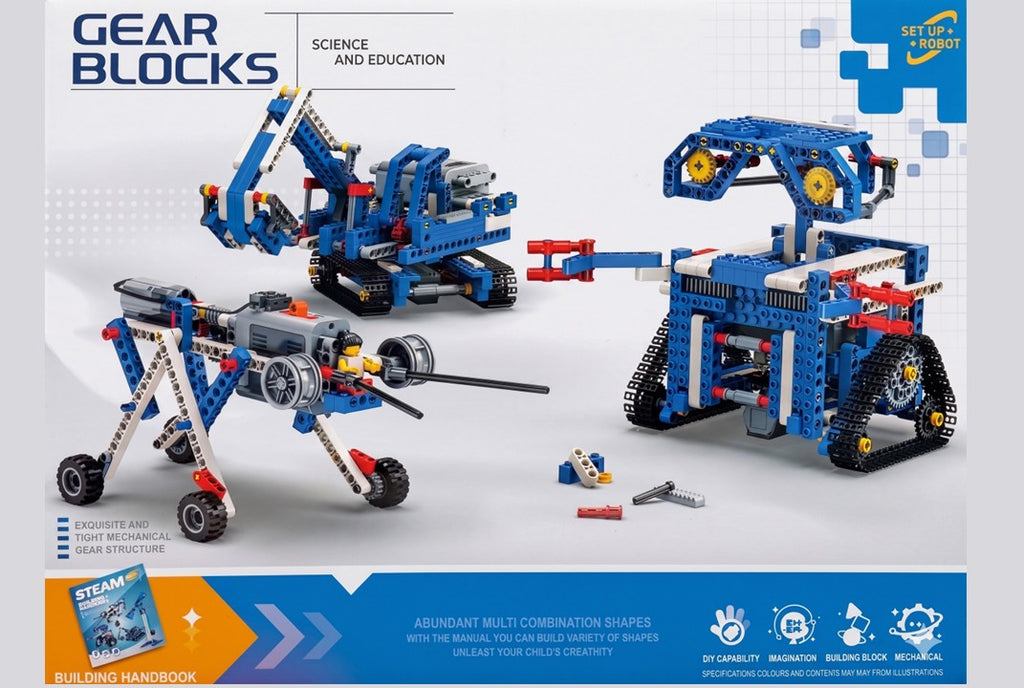 19-in-1 Motorized Gear Blocks Robot & Machines Set